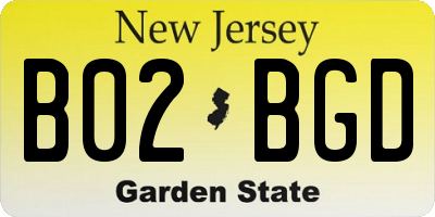 NJ license plate B02BGD