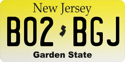 NJ license plate B02BGJ