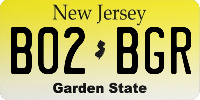 NJ license plate B02BGR