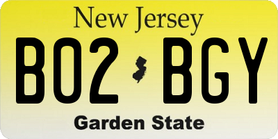 NJ license plate B02BGY