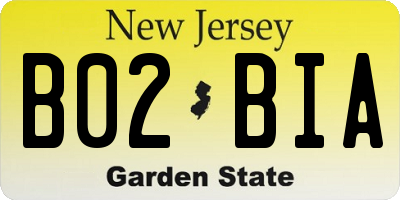 NJ license plate B02BIA