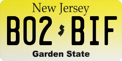 NJ license plate B02BIF