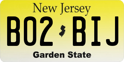 NJ license plate B02BIJ