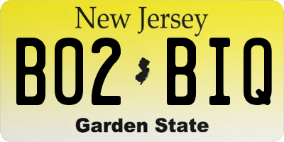 NJ license plate B02BIQ