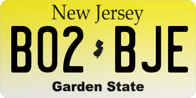 NJ license plate B02BJE