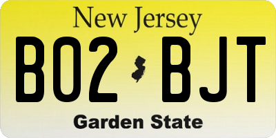 NJ license plate B02BJT