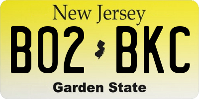 NJ license plate B02BKC