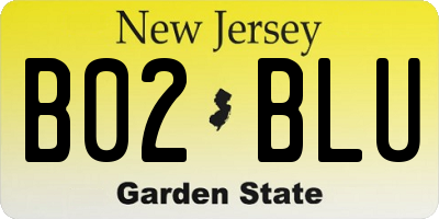 NJ license plate B02BLU