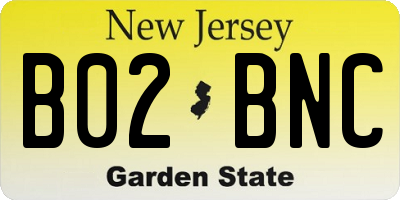 NJ license plate B02BNC