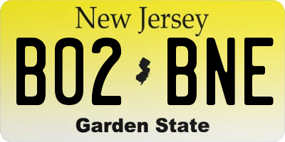 NJ license plate B02BNE