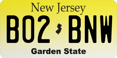 NJ license plate B02BNW