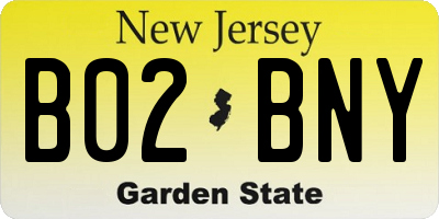 NJ license plate B02BNY