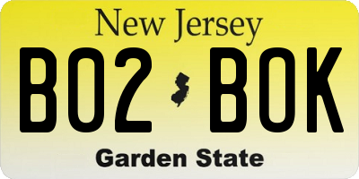 NJ license plate B02BOK