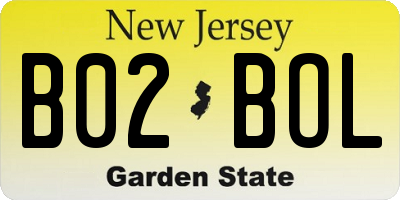 NJ license plate B02BOL