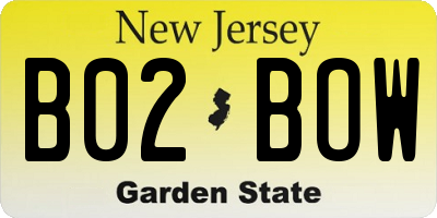 NJ license plate B02BOW