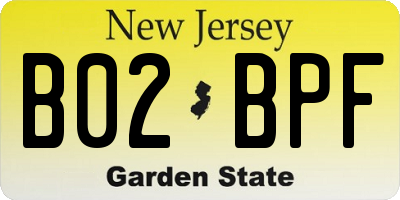 NJ license plate B02BPF