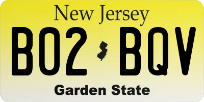 NJ license plate B02BQV