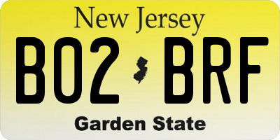 NJ license plate B02BRF