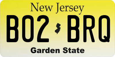 NJ license plate B02BRQ