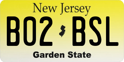 NJ license plate B02BSL