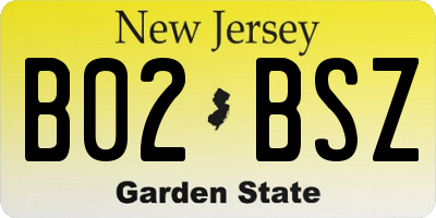 NJ license plate B02BSZ