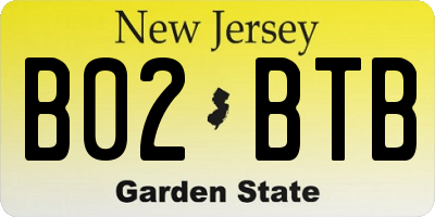 NJ license plate B02BTB