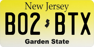 NJ license plate B02BTX