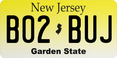 NJ license plate B02BUJ