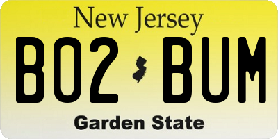 NJ license plate B02BUM