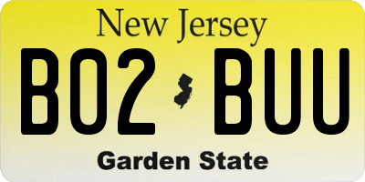 NJ license plate B02BUU