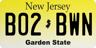 NJ license plate B02BWN