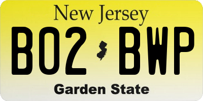 NJ license plate B02BWP