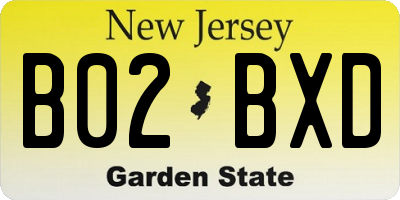 NJ license plate B02BXD