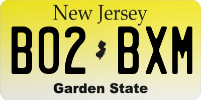 NJ license plate B02BXM
