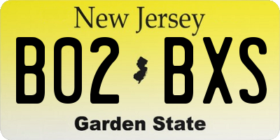NJ license plate B02BXS