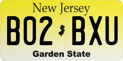 NJ license plate B02BXU