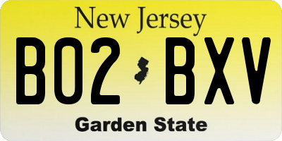 NJ license plate B02BXV