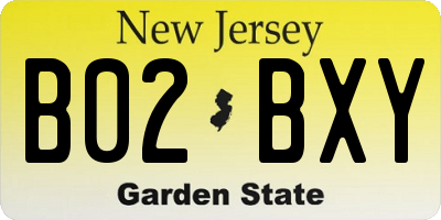 NJ license plate B02BXY
