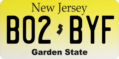 NJ license plate B02BYF