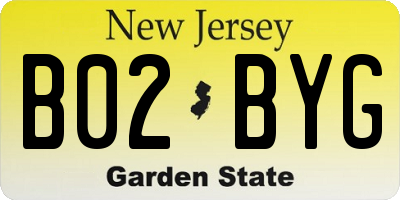 NJ license plate B02BYG