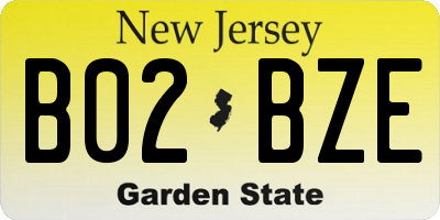 NJ license plate B02BZE