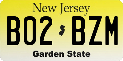 NJ license plate B02BZM