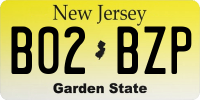 NJ license plate B02BZP