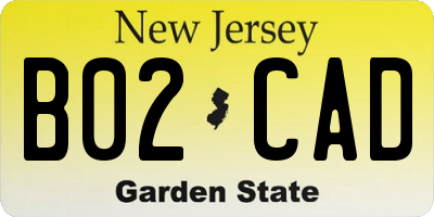 NJ license plate B02CAD