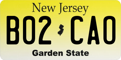NJ license plate B02CAO