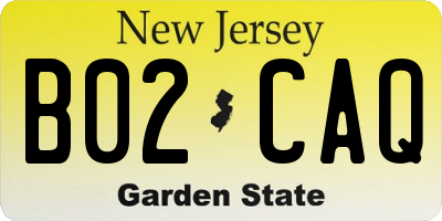 NJ license plate B02CAQ