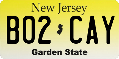 NJ license plate B02CAY