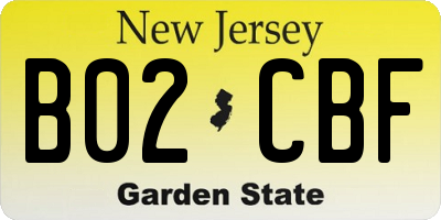 NJ license plate B02CBF