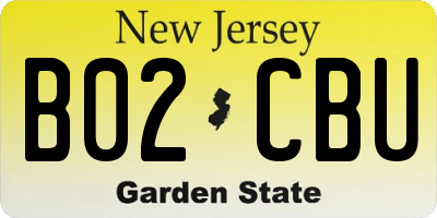 NJ license plate B02CBU