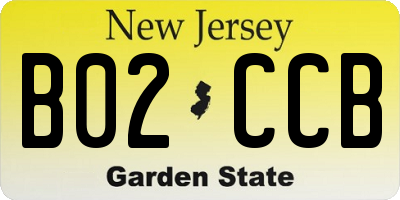 NJ license plate B02CCB